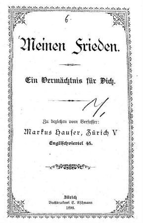 Meinen Frieden : ein Vermächtnis für Dich