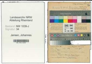 Entnazifizierung Johannes Jansen , geb. 04.06.1900 (Postbeamter)