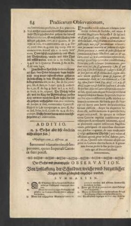 Die Sechs und zwaintzigiste Observation.
