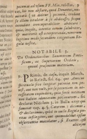 Notabile 3. De Ordinationibus Summorum Pontificum, ac Superiorum Ordinis, quoad praesentem materiam.