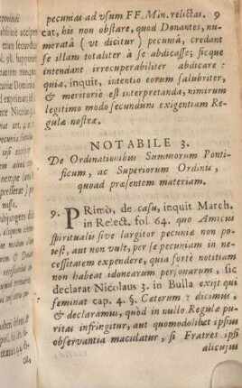 Notabile 3. De Ordinationibus Summorum Pontificum, ac Superiorum Ordinis, quoad praesentem materiam.