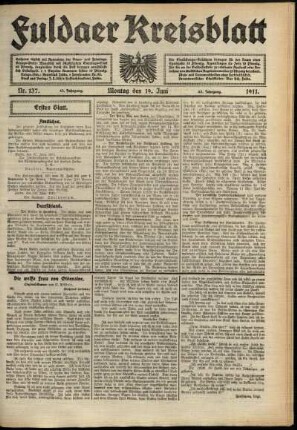 Erste Ausgabe vom Montag, den 19. Juni 1911.