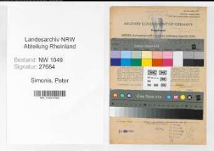 Entnazifizierung Peter Simonis , geb. 13.09.1888 (Zugfuehrer)