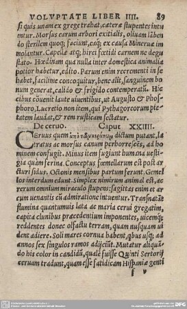 De cervo. Caput XXXIIII.