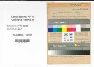Entnazifizierung Frieda Hunsche , geb. 22.03.1914 (Lehrerin)