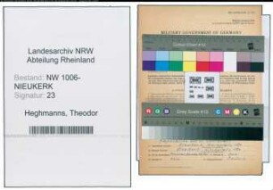 Entnazifizierung Theodor Heghmanns , geb. 28.09.1910 (Verw.Angestellter)