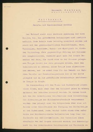 Berufs- und Handelsschule, Cottbus: Erläuterungsbericht