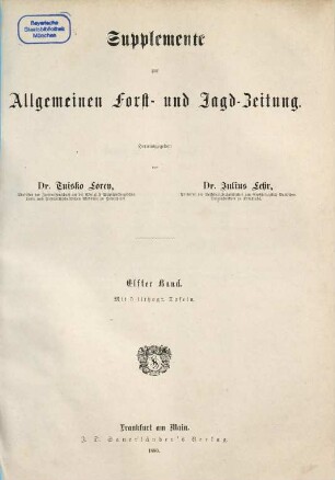 Allgemeine Forst- und Jagdzeitung. Supplemente, 11. 1880