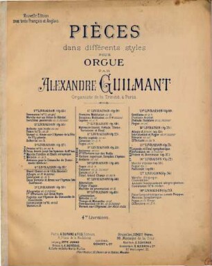 Pièces dans différents styles : pour orgue, 4e livraison. Op. 18