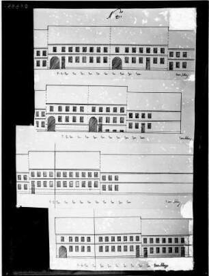 Durlach Schlößchen Entwürfe für Straßenfluchten, Skizzen von Thomas Lefébure (um 1703)