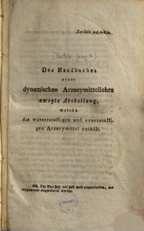Handbuch einer dynamischen Arzneymittellehre, 2