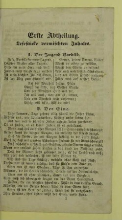 Erste Abtheilung. Lesestücke vermischten Inhalts