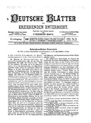 Lebenskundlicher Unterricht : (Schluß)
