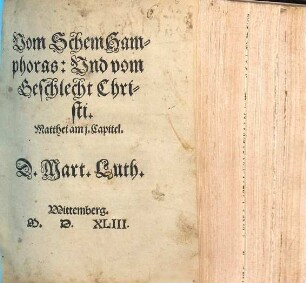 Vom Schem Hamphoras, Und vom Geschlecht Christi : Matthei am i. Capitel