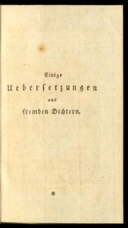 Einige Uebersetzngen aus fremden Dichtern
