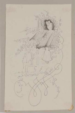 Illustrationen zum Märchen "Das Heimelchen": Eule, Glockenturm und fortgewucherter Epheu [nicht ausgeführte Illustration zu S. 47]