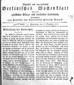 412tes Stueck, 23. November 1816