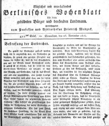 412tes Stueck, 23. November 1816