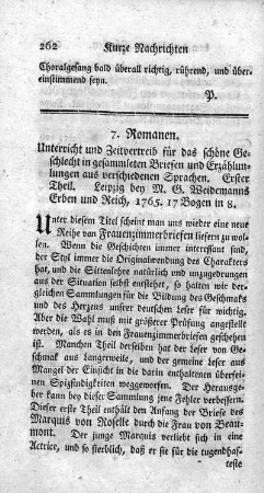 Unterricht und Zeitvertreib für das schöne Geschlecht in gesammelten Briefen. T.1.