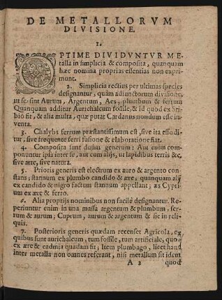 De Metallorum Divisione.
