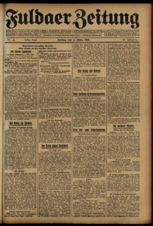 Erste Ausgabe vom Freitag, den 03. März 1916.