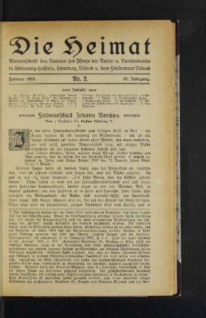 Februar 1920. Nr. 2. 30. Jahrgang.