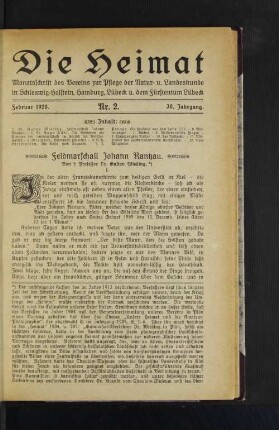 Februar 1920. Nr. 2. 30. Jahrgang.