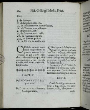 Caput I. De Syncope Et Deliquio animi.