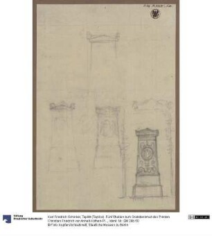 Teplitz (Teplice). Fünf Studien zum Grabdenkmal des Prinzen Christian Friedrich von Anhalt-Köthen-Pless