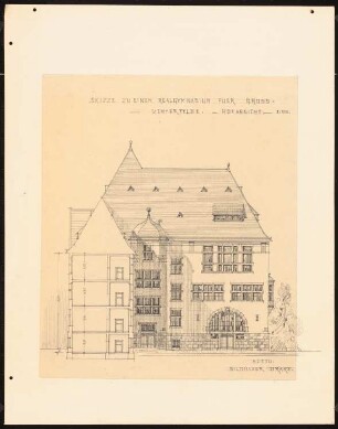 Gymnasium Berlin-Lichterfelde: Ansicht Hofseite 1:200