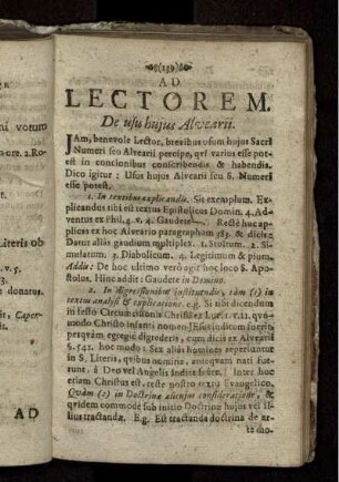 Ad Lectorem. De usu hujus Alvearii