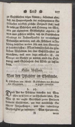 Erster Abschnit. Von den Pflichten im Ehestande