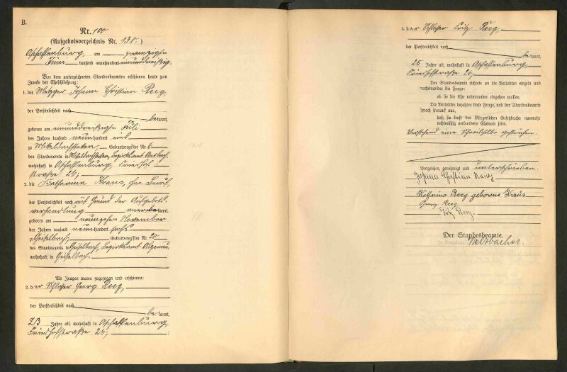 Standesamtsbuch der Stadt Aschaffenburg: Eheschließungen 252/1930 - 130/1931