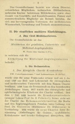 II. Die staatlichen sanitären Einrichtungen