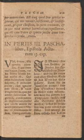 In Feriis III. Paschalibus ...