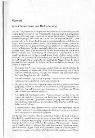 Vorwort: Argumentieren in Gesprächen