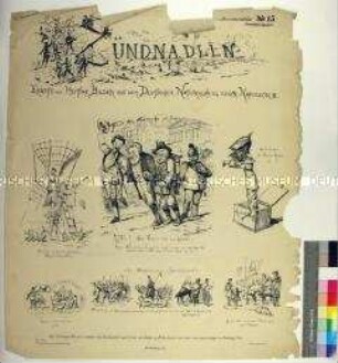 Bilderbogen mit Karikaturen auf Kaiser Napoleon III. und Paris sowie die Bismarcksche Politik während des Deutsch-Französischen Krieges