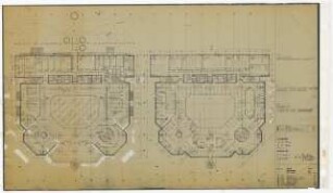 Zentralbibliothek der Landbauwissenschaft, Bonn Neubau: Grundrisse, EG, 1. OG, 1:100