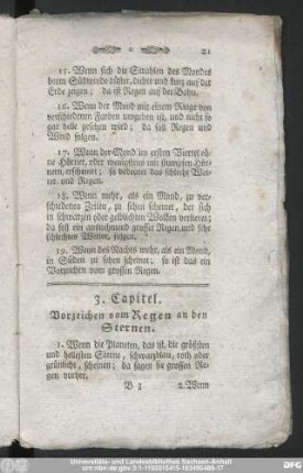 3. Capitel. Vorzeichen vom Regen an den Sternen.