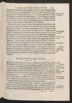 Cap. X. Del santo Martire Cosimo Tachegia