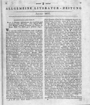 Heffter, A. W.: Institutionen des römischen und teutschen Civilprocesses. Bonn: Marcus 1825