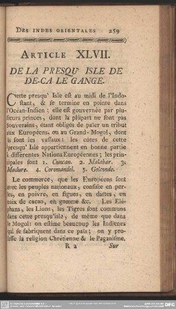 Article XLVII. De La Presqu' Isle De De-Ca Le Gange
