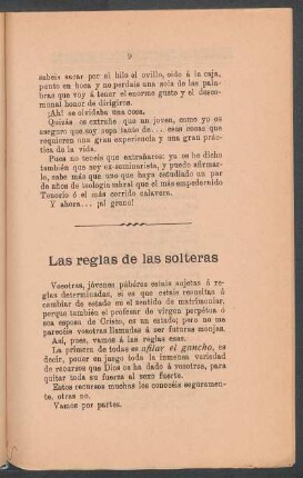 Las reglas de las solteras