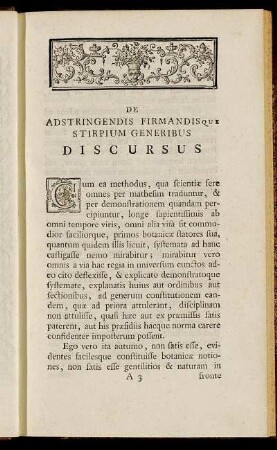 De Adstringendis Firmandis Que Stirpium Generibus Discursus