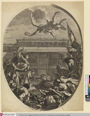[Die Völker vor der Statue der Justitia; Les Peuples devant la figure de la Justice]