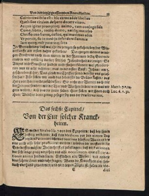 Das sechste Capittel/ Von der Cur solcher Kranckheiten.