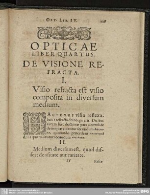 OPTICAE LIBER QUARTUS DE VISIONE REFRACTA.