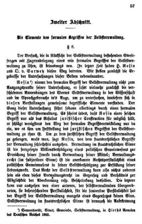 Zweiter Abschnitt. Die Elemente des formalen Begriffes der Selbstverwaltung.