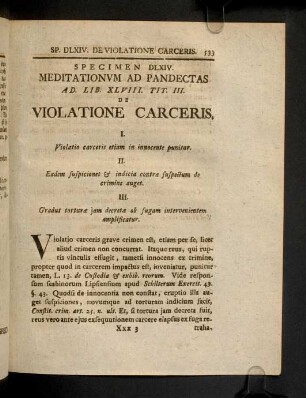 533-540, Spec. 564. De Vilatione carceris