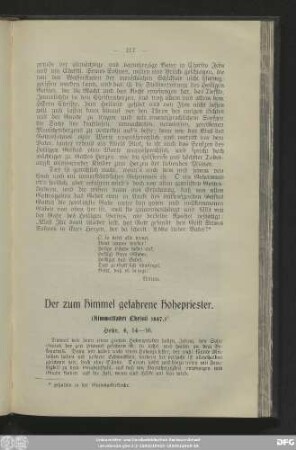 Der zum Himmel gefahrene Hohepriester. (Himmelfahrt Christi 1897.)